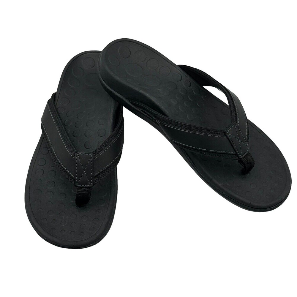Vionic Mens Sz 8 Med 544Tide Black Toe Post Arch Support Flip Flop Sandal